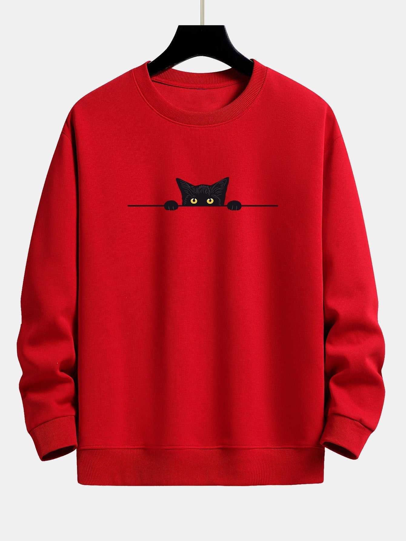 VARENO Schwarzes Sweatshirt mit Katzenmuster
