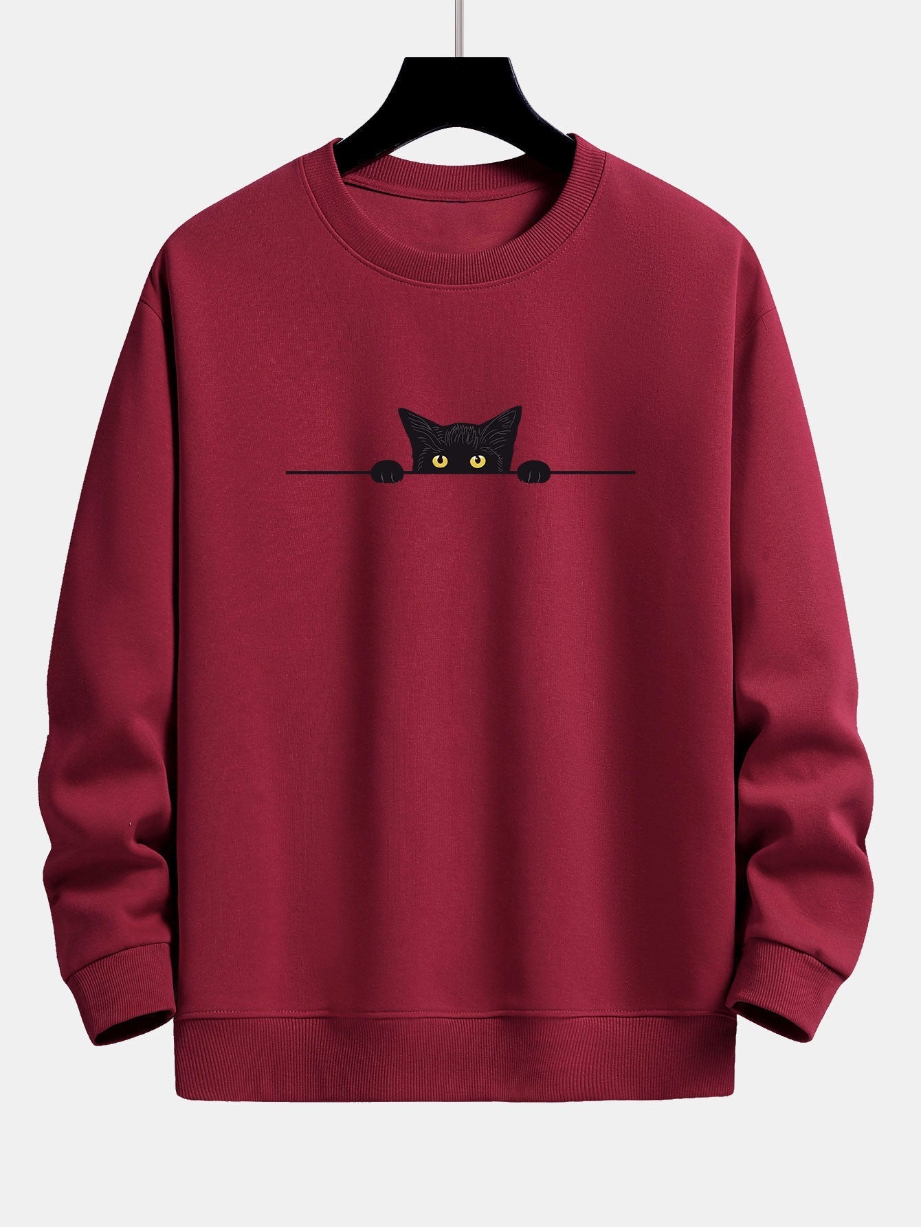 VARENO Schwarzes Sweatshirt mit Katzenmuster