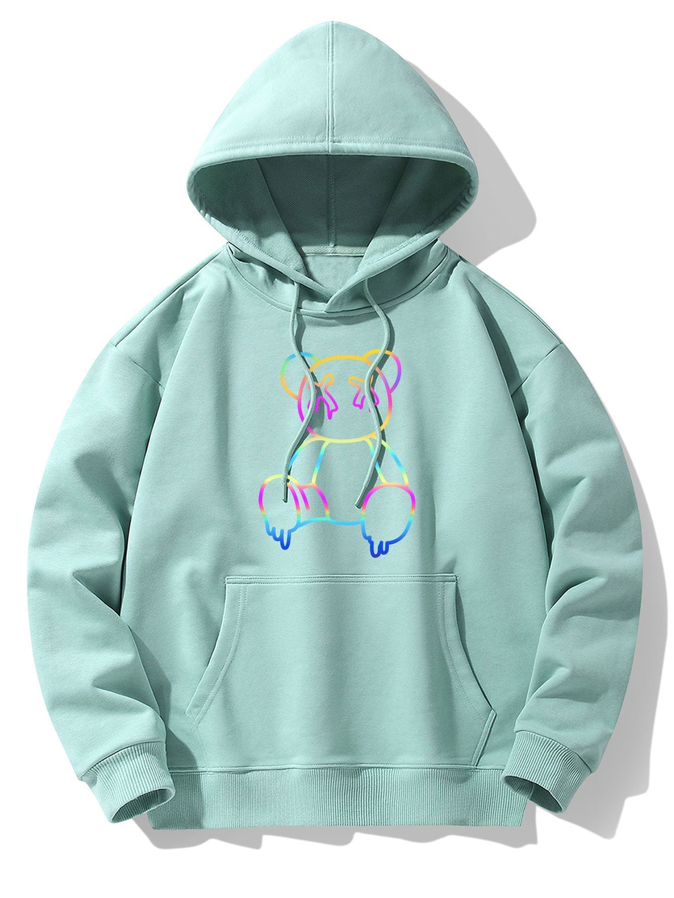 VARENO Hoodie mit Farbverlauf und Bärenmotiv
