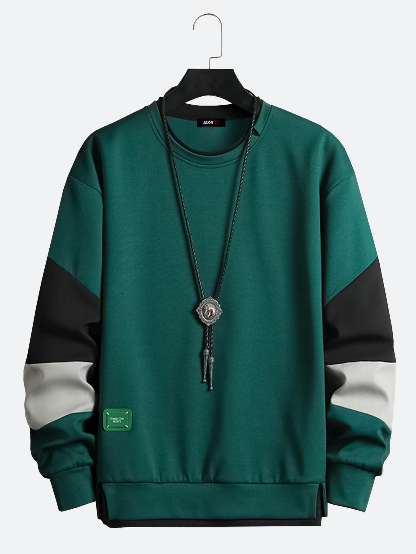 Herren Sweatshirt Pullover Rundhals Colorblock Street Langarm Hoodie