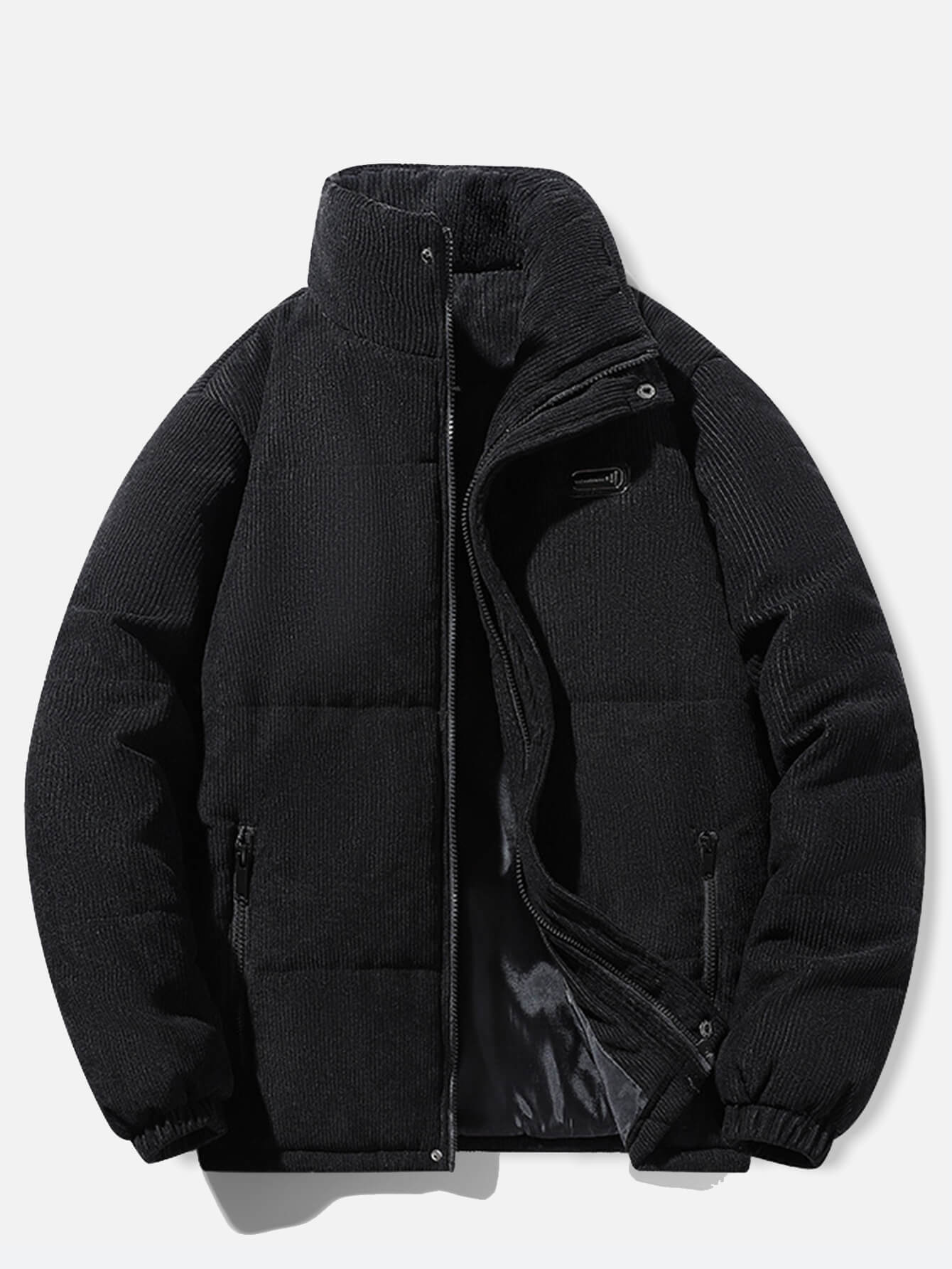 Winter Verdickt Schwarz Cord Puffer Gepolsterte