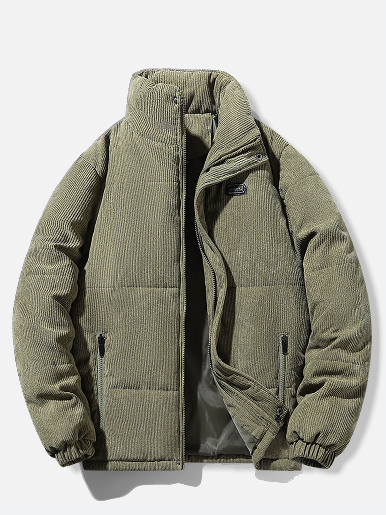 Winter Verdickt Grün Cord Puffer Gepolsterte