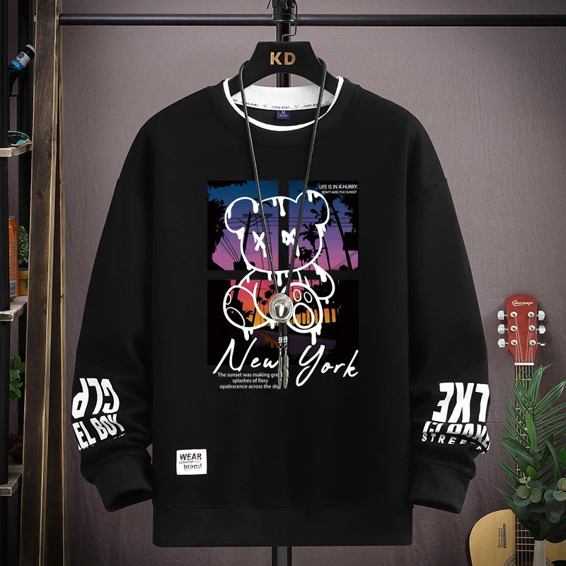 VARENO Sweatshirt mit Bären-Sonnenuntergang