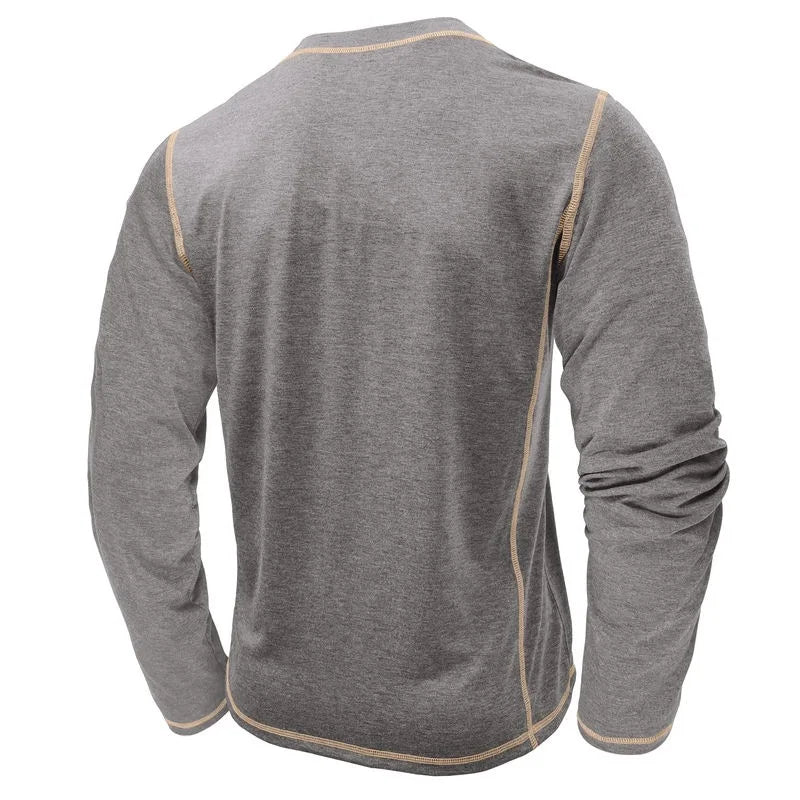 VARENO Langarm-T-Shirt mit Henley-Ausschnitt