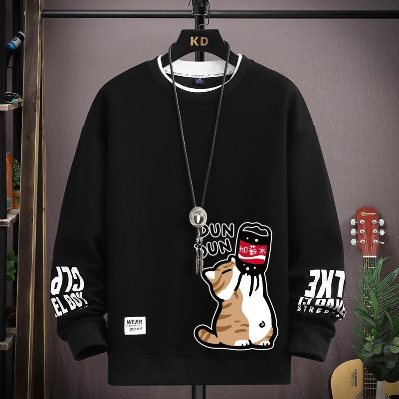 VARENO Oversize-Sweatshirt mit Katzenmuster