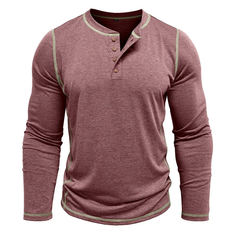 VARENO Langarm-T-Shirt mit Henley-Ausschnitt