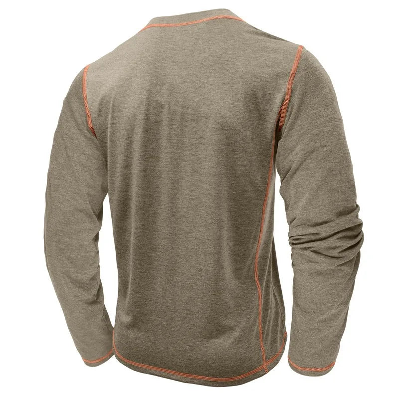 VARENO Langarm-T-Shirt mit Henley-Ausschnitt