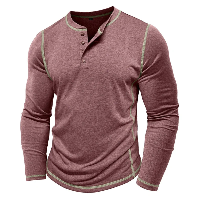 VARENO Langarm-T-Shirt mit Henley-Ausschnitt