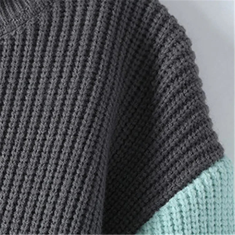 VARENO Patchwork-Rollkragenpullover