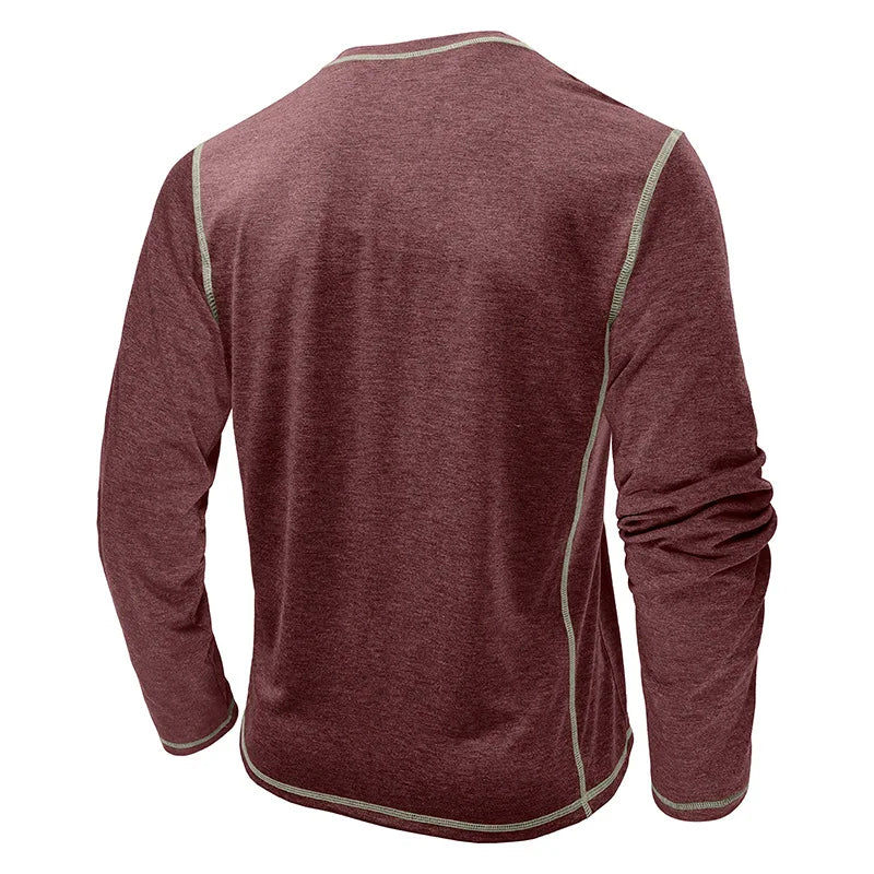 VARENO Langarm-T-Shirt mit Henley-Ausschnitt
