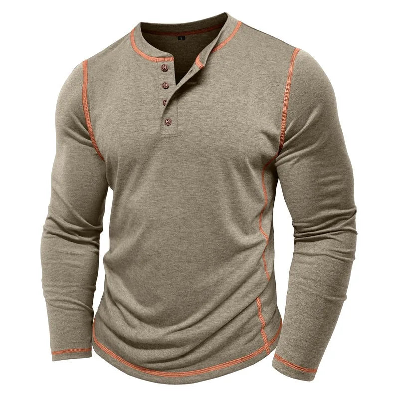 VARENO Langarm-T-Shirt mit Henley-Ausschnitt