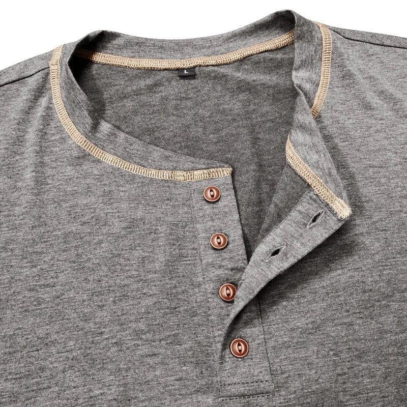 VARENO Langarm-T-Shirt mit Henley-Ausschnitt
