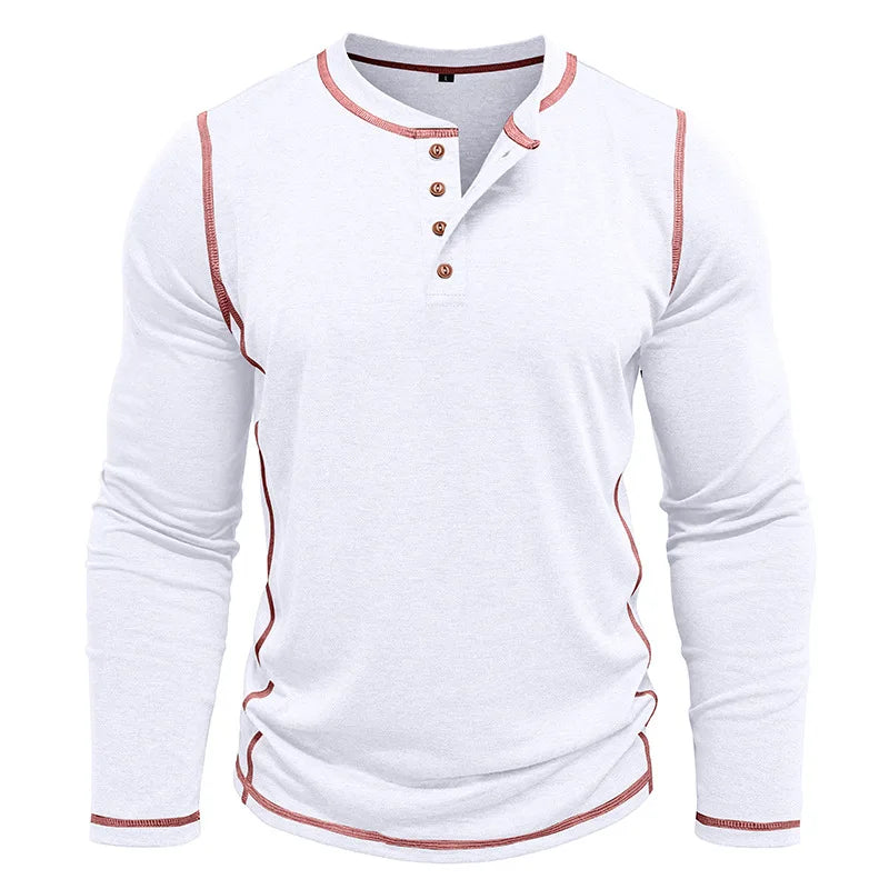 VARENO Langarm-T-Shirt mit Henley-Ausschnitt