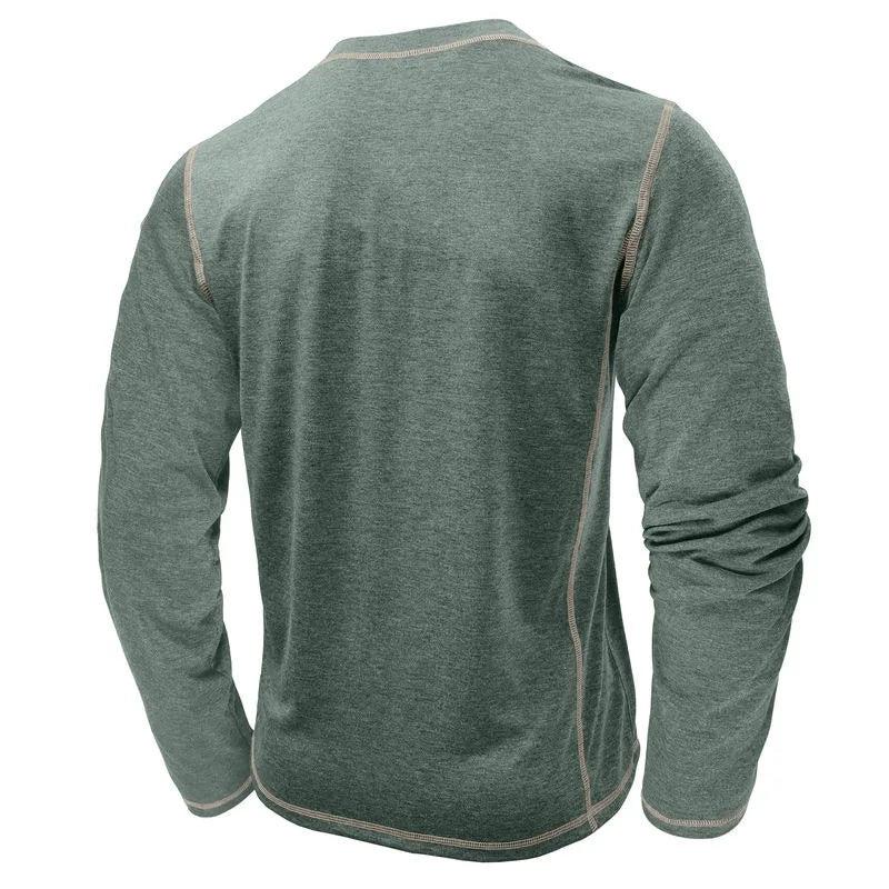 VARENO Langarm-T-Shirt mit Henley-Ausschnitt