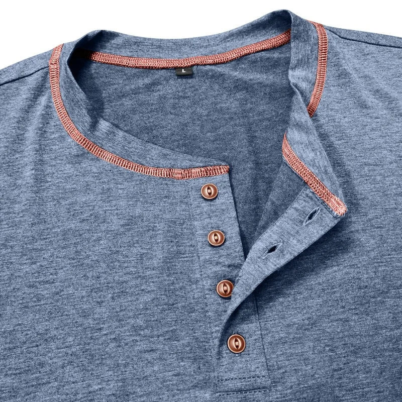 VARENO Langarm-T-Shirt mit Henley-Ausschnitt