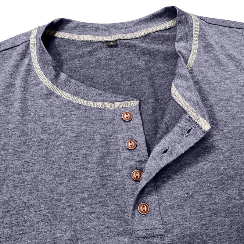 VARENO Langarm-T-Shirt mit Henley-Ausschnitt