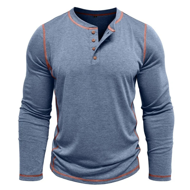 VARENO Langarm-T-Shirt mit Henley-Ausschnitt