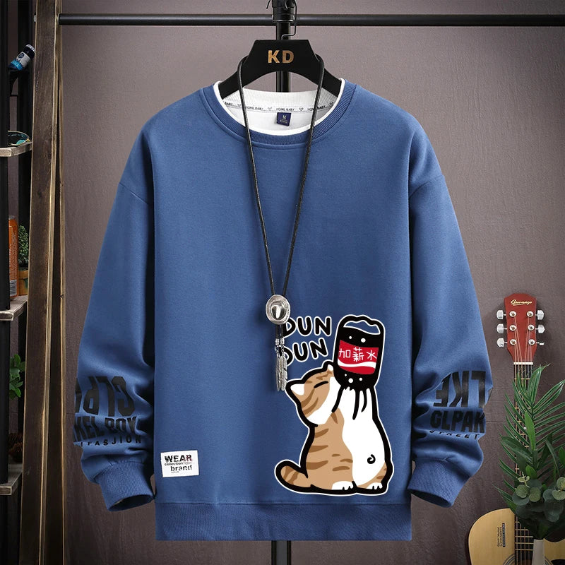 VARENO Oversize-Sweatshirt mit Katzenmuster