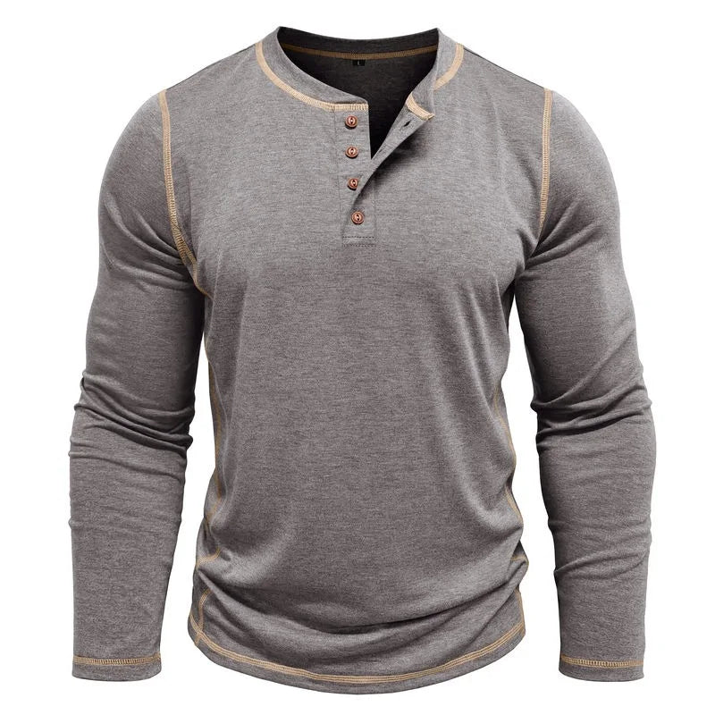 VARENO Langarm-T-Shirt mit Henley-Ausschnitt