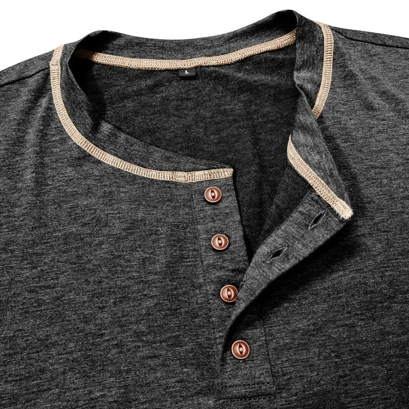 VARENO Langarm-T-Shirt mit Henley-Ausschnitt