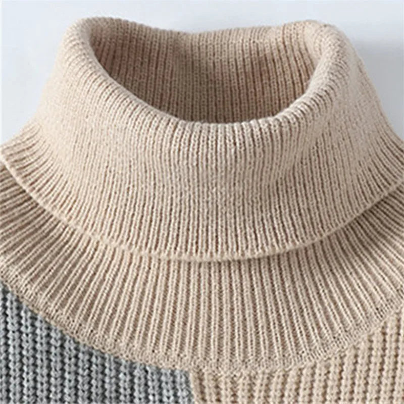 VARENO Patchwork-Rollkragenpullover