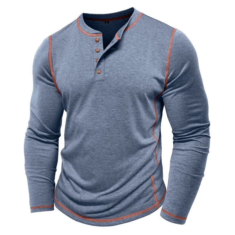 VARENO Langarm-T-Shirt mit Henley-Ausschnitt