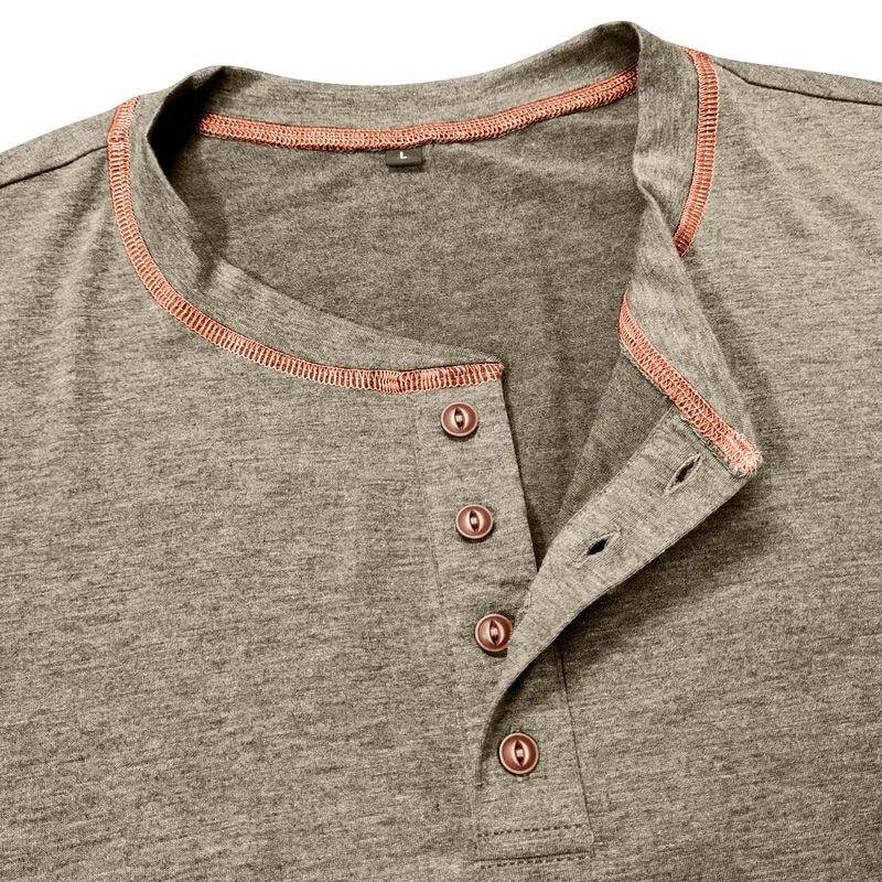 VARENO Langarm-T-Shirt mit Henley-Ausschnitt