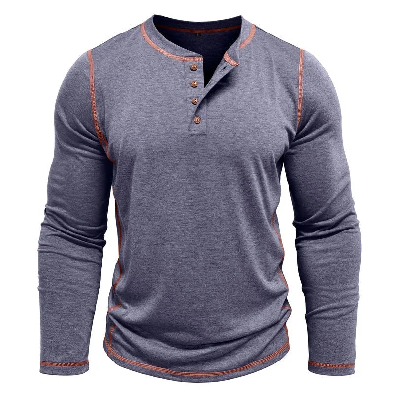 VARENO Langarm-T-Shirt mit Henley-Ausschnitt