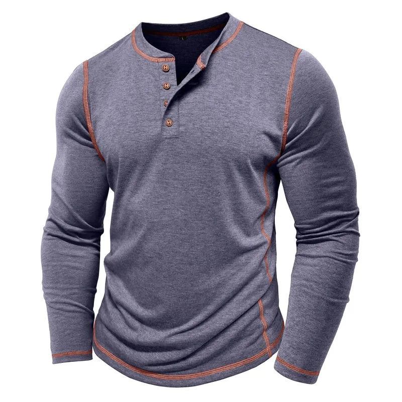 VARENO Langarm-T-Shirt mit Henley-Ausschnitt