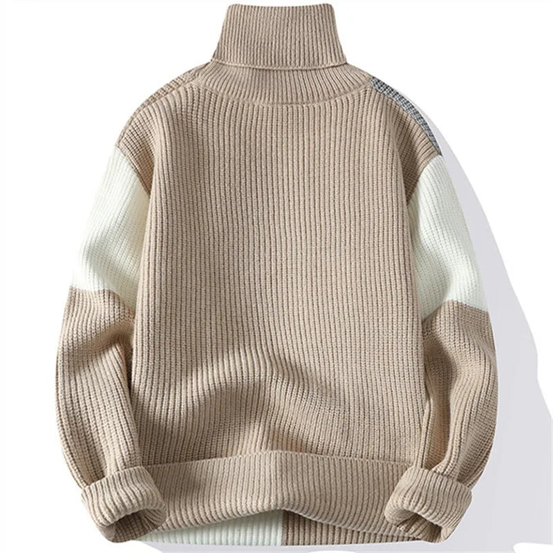 VARENO Patchwork-Rollkragenpullover