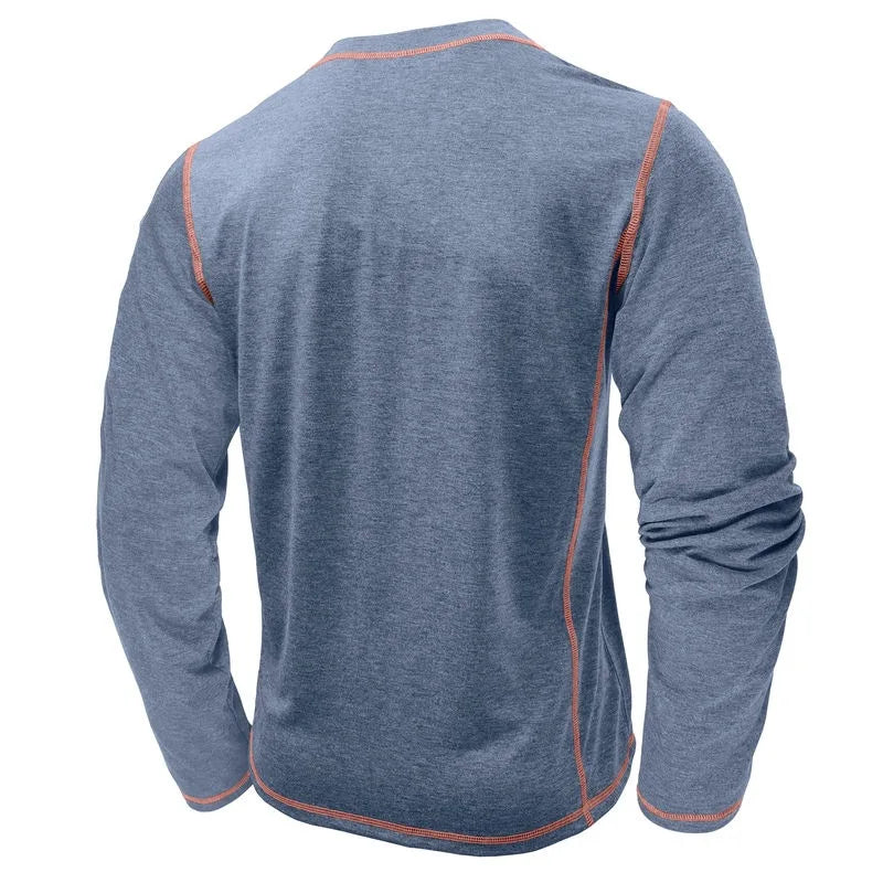 VARENO Langarm-T-Shirt mit Henley-Ausschnitt