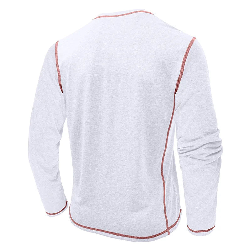 VARENO Langarm-T-Shirt mit Henley-Ausschnitt