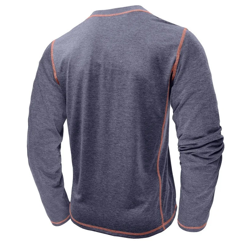 VARENO Langarm-T-Shirt mit Henley-Ausschnitt