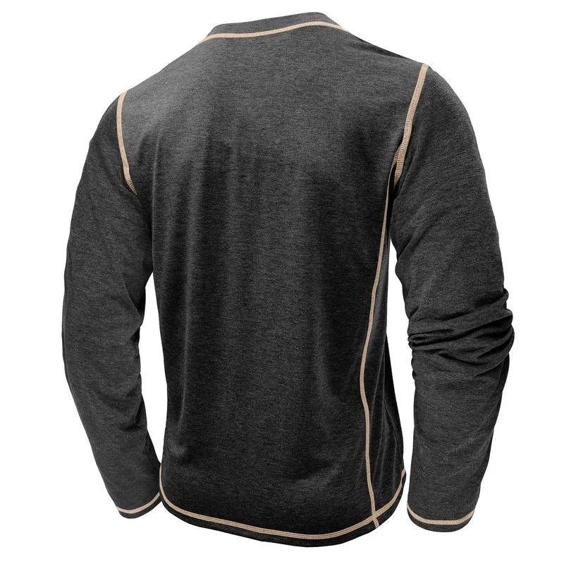 VARENO Langarm-T-Shirt mit Henley-Ausschnitt