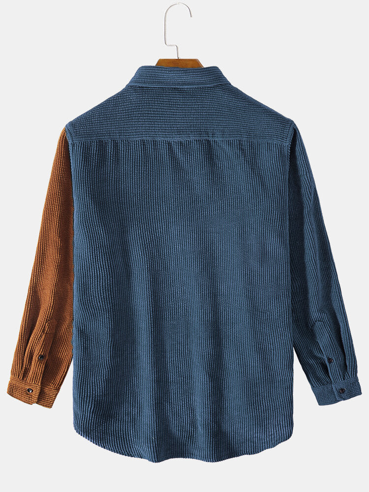 VARENO Cord-Patchworkhemd
