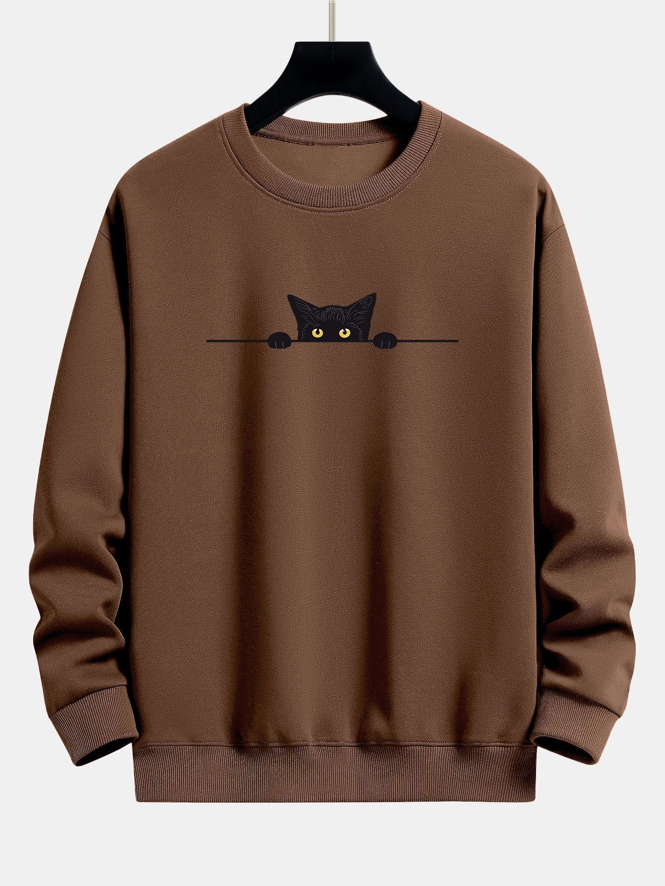 VARENO Schwarzes Sweatshirt mit Katzenmuster
