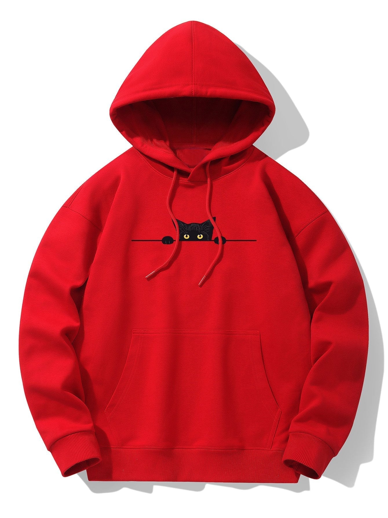 VARENO Kapuzenpullover mit Katzenmotiv, Schwarz