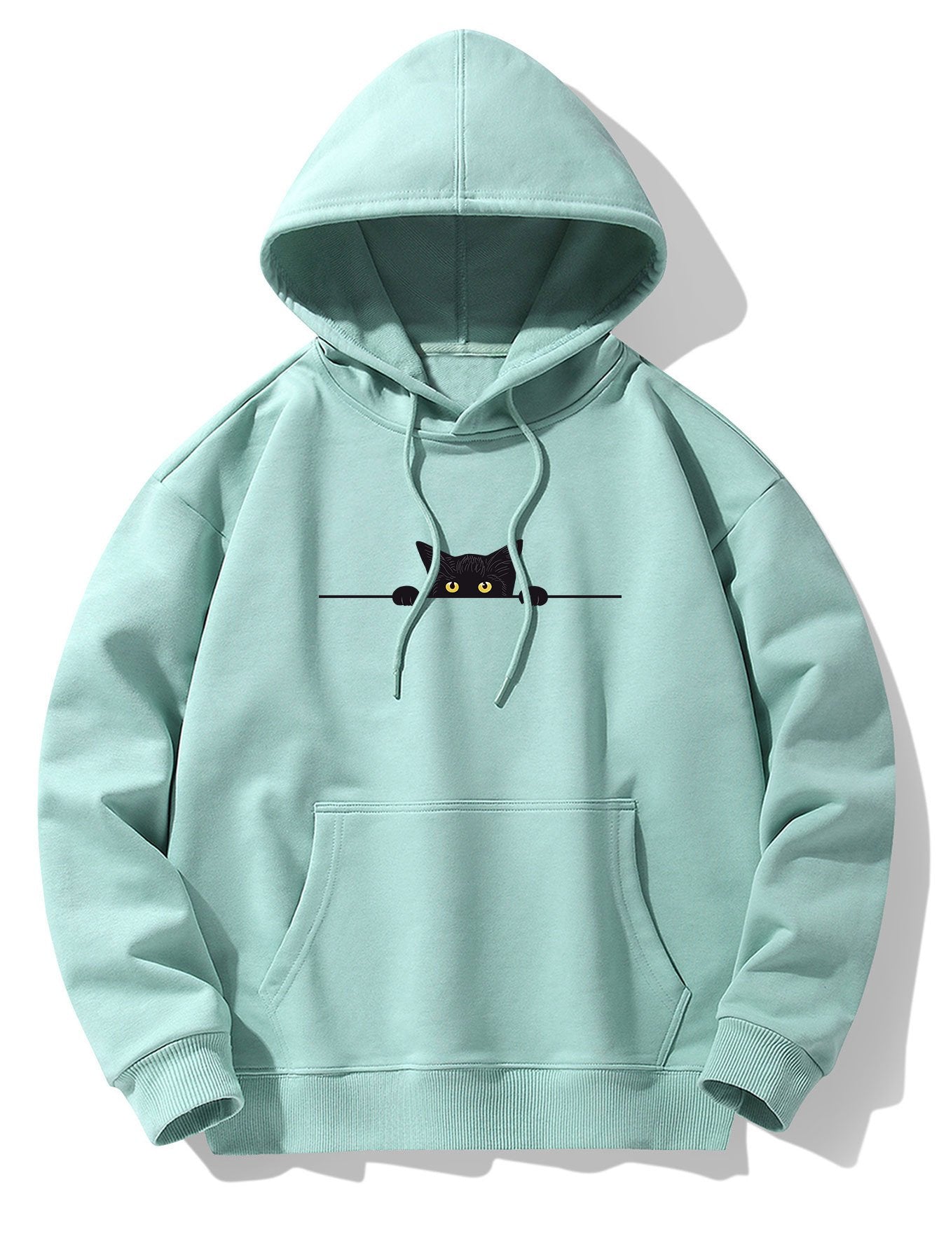 VARENO Kapuzenpullover mit Katzenmotiv, Schwarz
