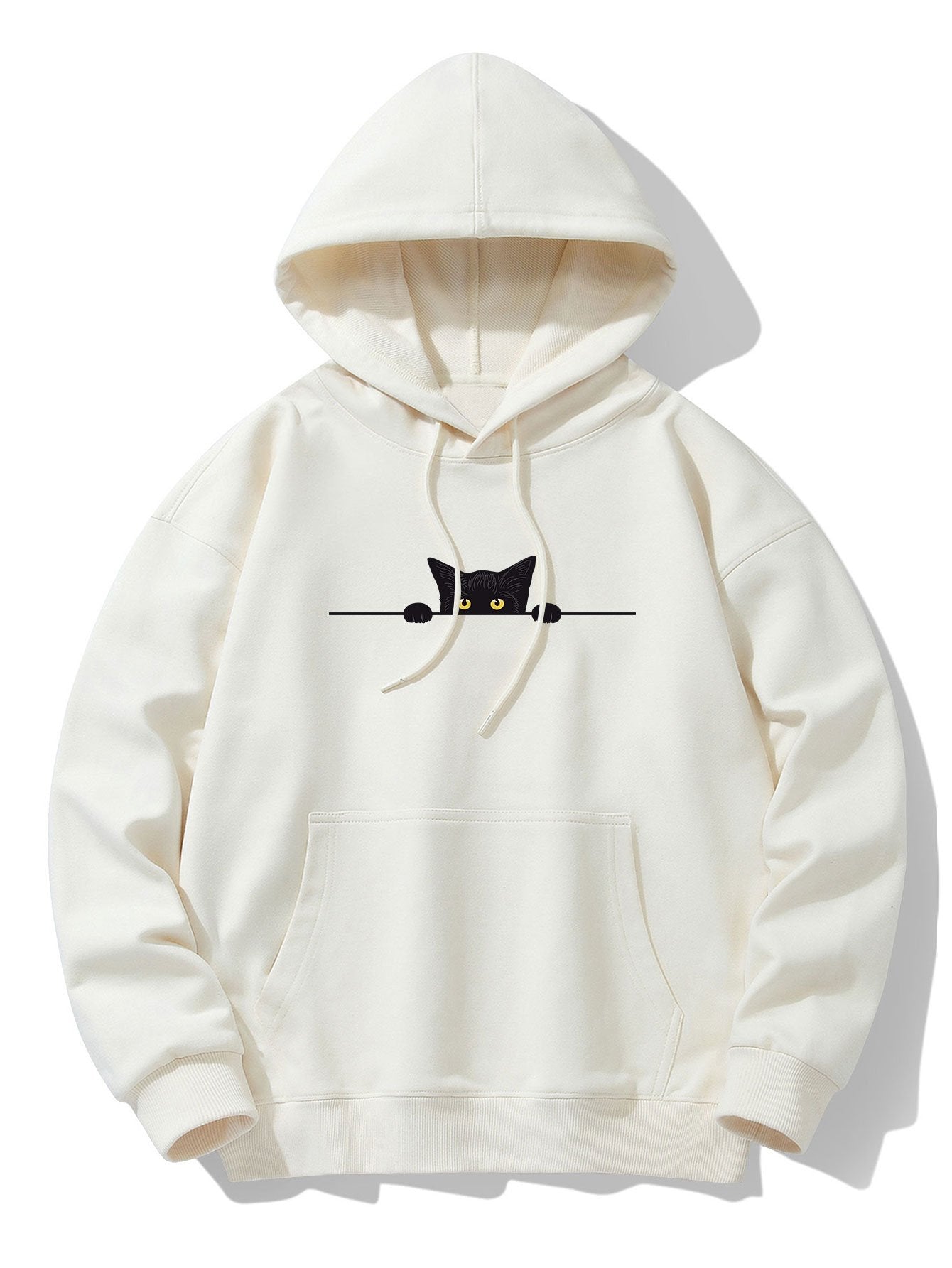 VARENO Kapuzenpullover mit Katzenmotiv, Schwarz