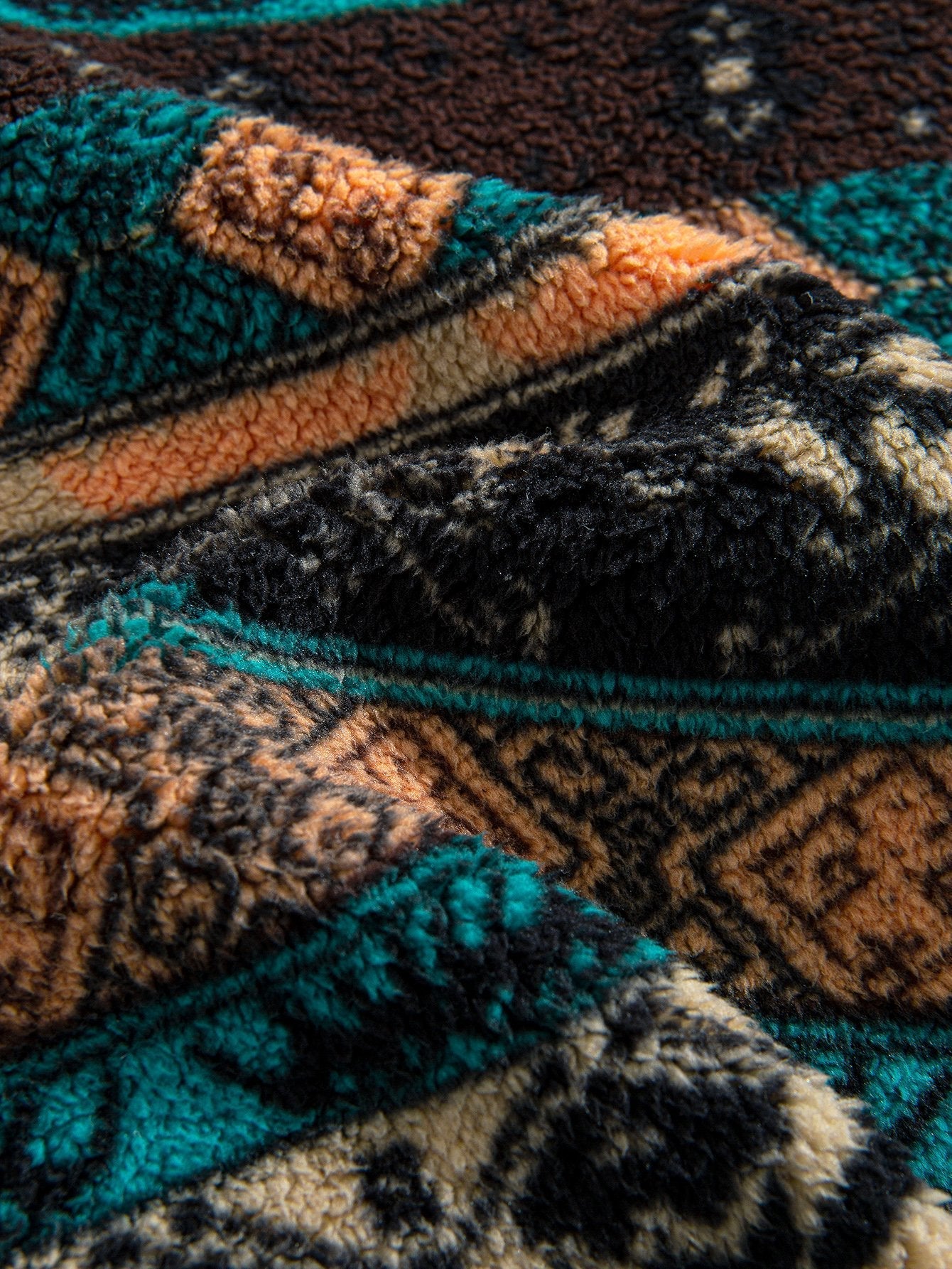 VARENO Teddy-Hoodie mit ethnischem geometrischem Muster