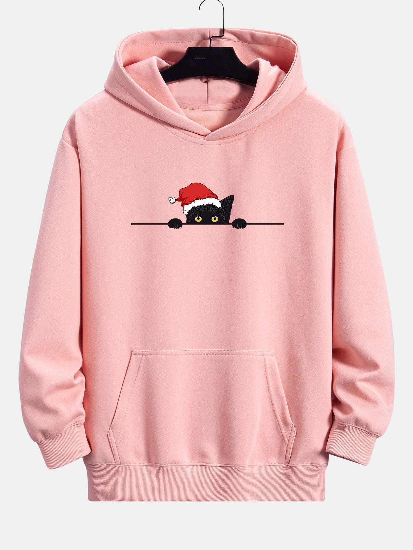 VARENO Weihnachts-Kapuzenpullover mit schwarzer Katze