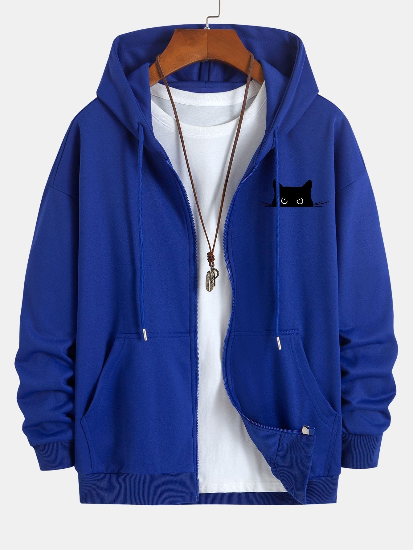VARENO Kapuzenpullover mit schwarzer Katze