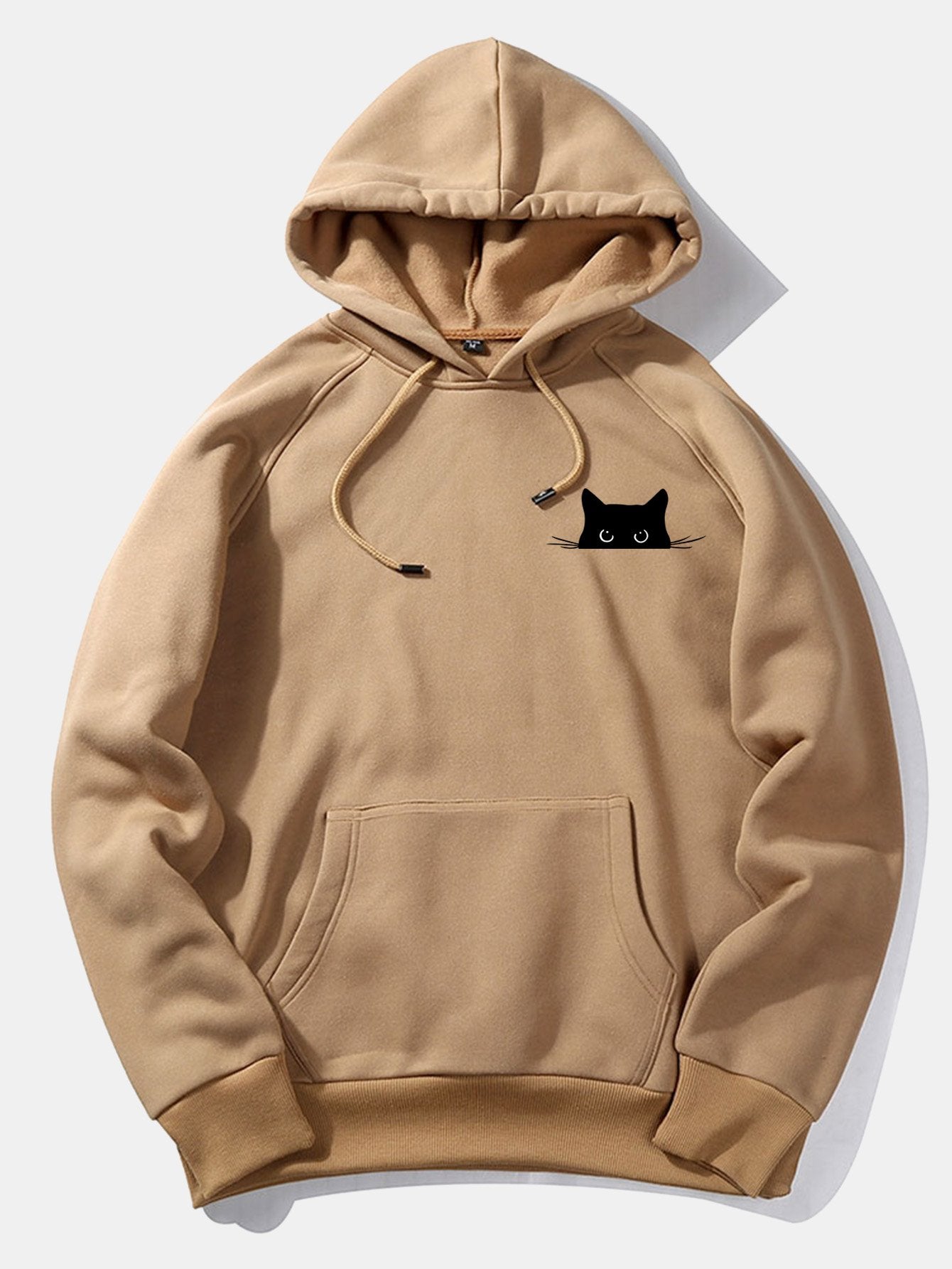 VARENO Kapuzenpullover mit schwarzem Katzen-Print