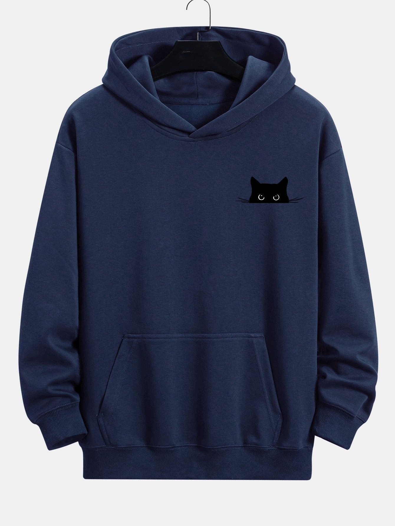 VARENO Schwarzer Kapuzenpullover mit Katzen-Passform