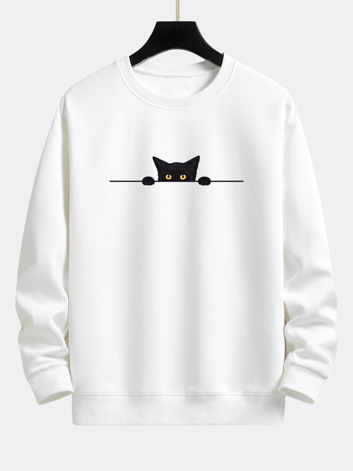 VARENO Schwarzes Sweatshirt mit Katzenmuster