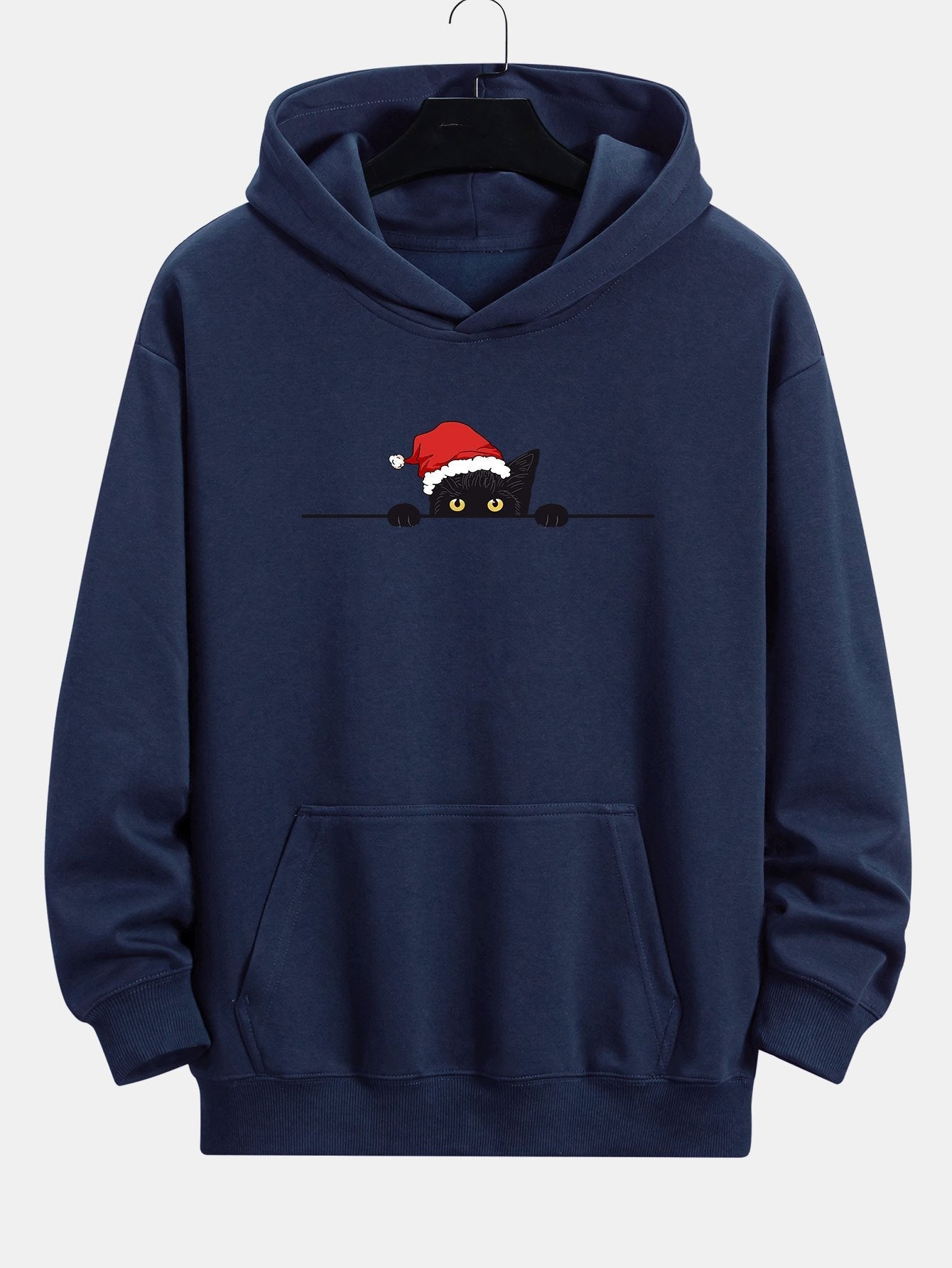 VARENO Weihnachts-Kapuzenpullover mit schwarzer Katze