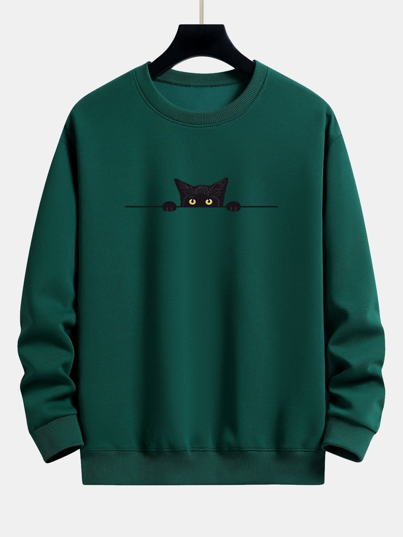 VARENO Schwarzes Sweatshirt mit Katzenmuster