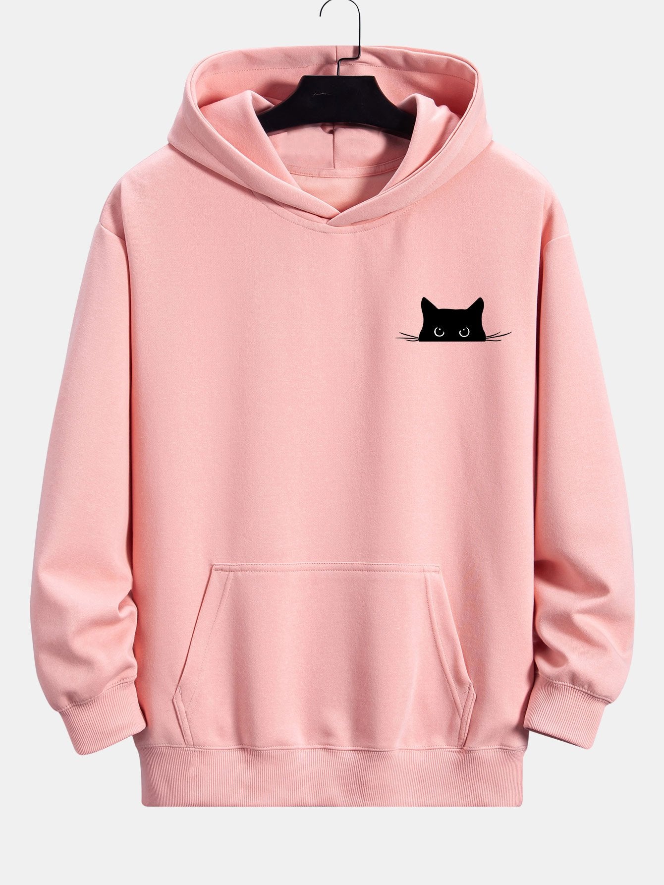 VARENO Schwarzer Kapuzenpullover mit Katzen-Passform