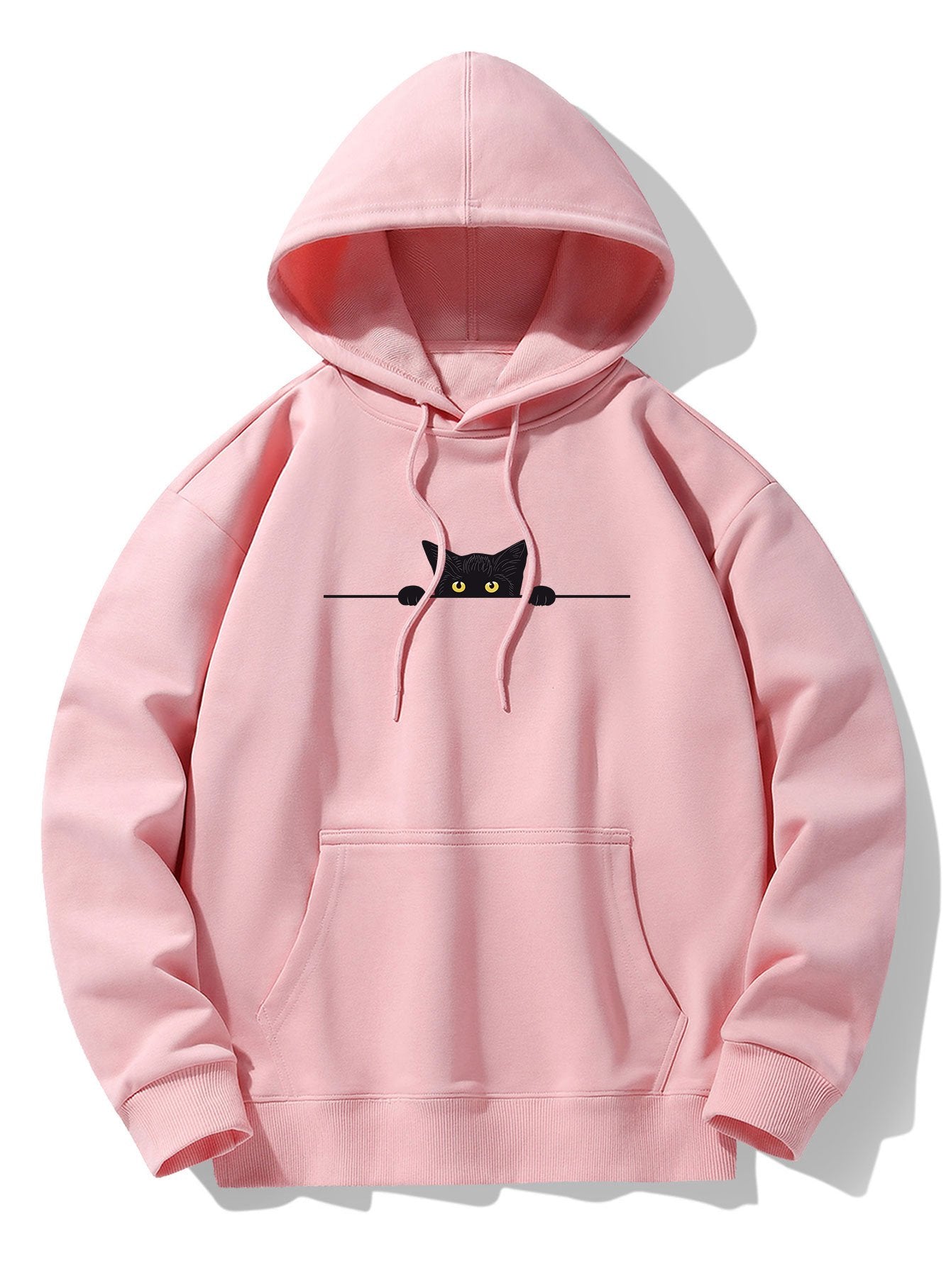 VARENO Kapuzenpullover mit Katzenmotiv, Schwarz