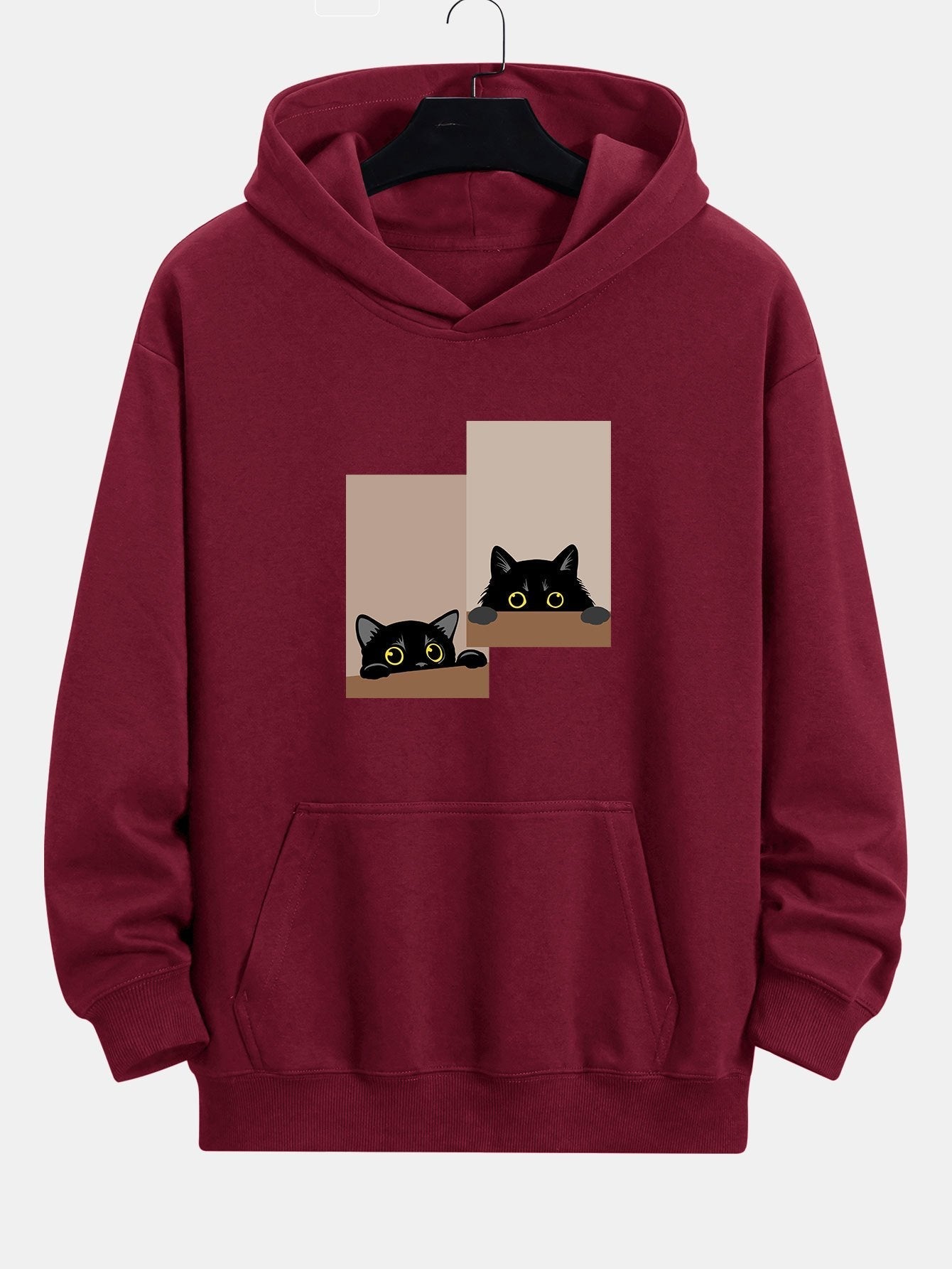 VARENO Kapuzenpullover mit schwarzem Katzen-Starren